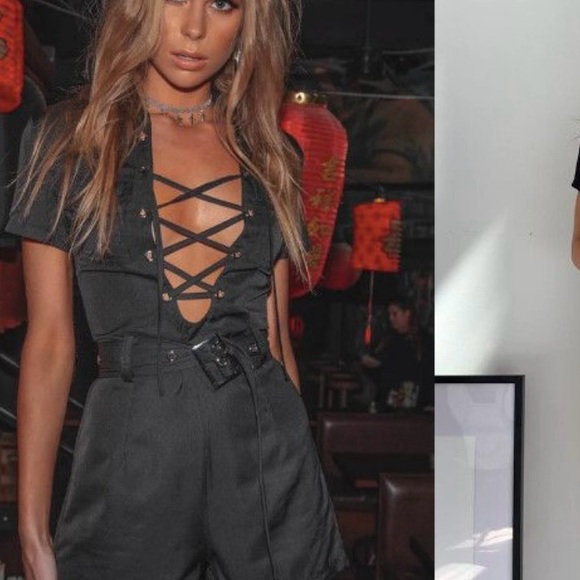 Brand new Beginning Boutique Bardot lace up festival jumpsuit Black size M - Picture 3 of 3